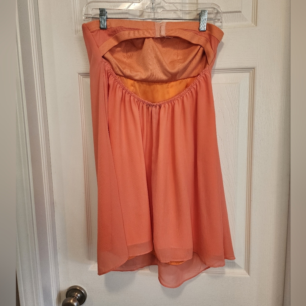 Orange Flowy Strapless Dress Size S - Picture 2 of 5
